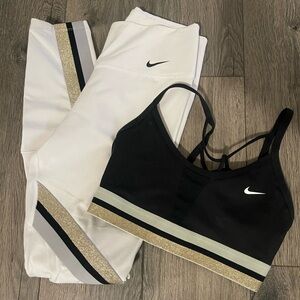 Nike Black and Cream Activewear Set with Gold Accents!